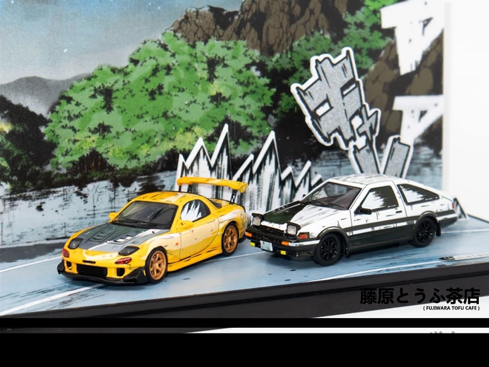 1:64 Initial D Manga Style RX7 & AE86 Diecast Model | Fujiwara