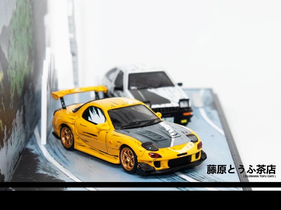 1:64 Initial D Manga Style RX7 & AE86 Diecast Model | Fujiwara