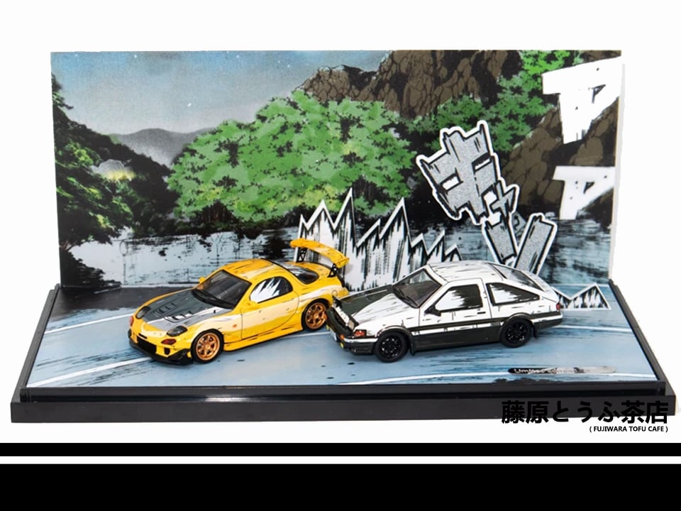 1:64 Initial D Manga Style RX7 & AE86 Diecast Model | Fujiwara