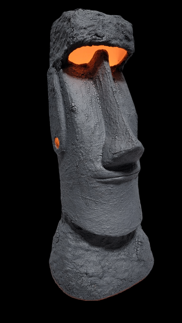 XL Ceramic Easter Island Moai Lamp ALL LAVA