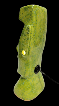 Image 2 of Tiki Classics XL Ceramic Easter Island Moai Lamp SPRING MEADOW