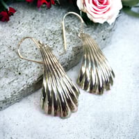 Image 1 of Vintage Scalloped sterling silver spoon earrings