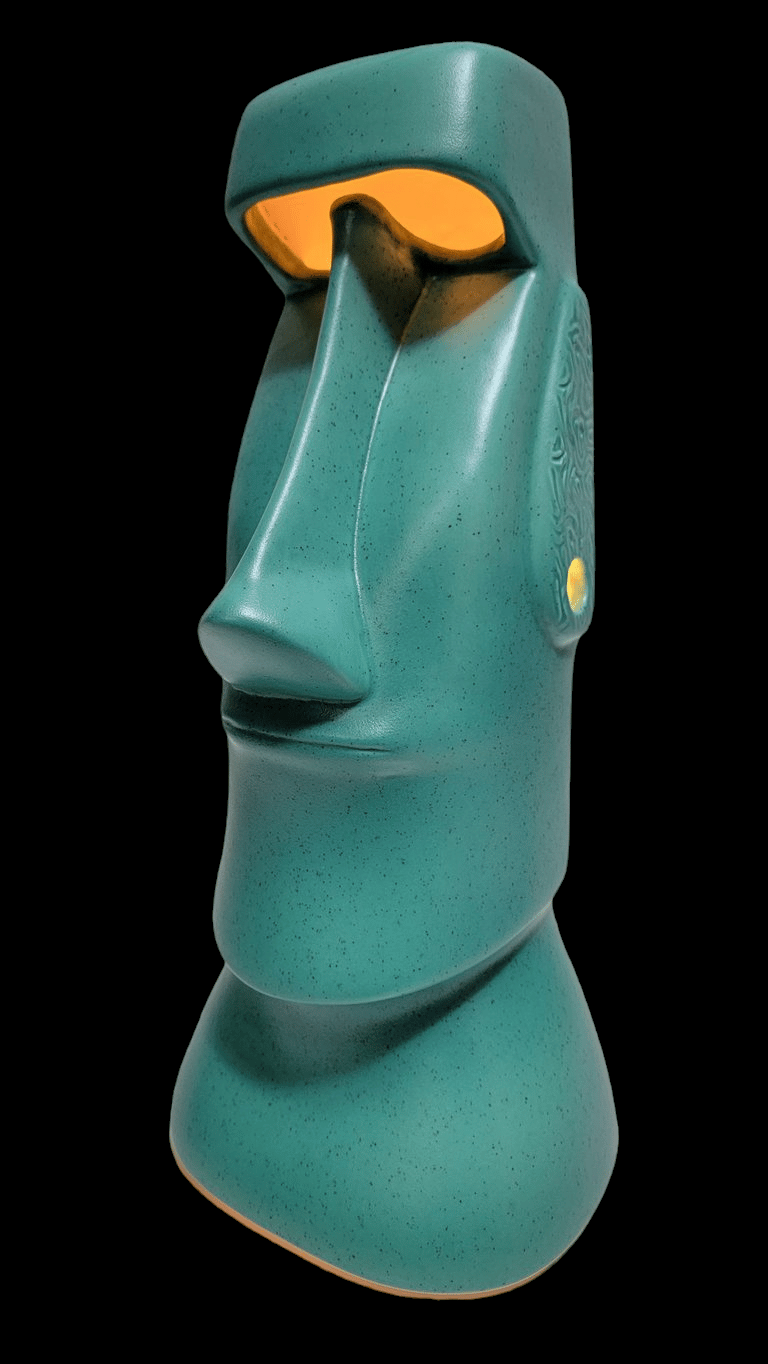 XL Ceramic Easter Island Moai Lamp SPECKLED SEAGREEN