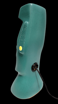 Image 2 of Tiki Classics XL Ceramic Easter Island Moai Lamp SPECKLED SEAGREEN