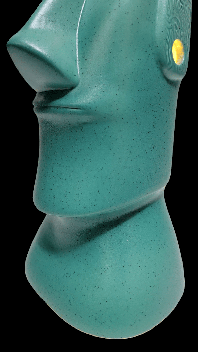 XL Ceramic Easter Island Moai Lamp SPECKLED SEAGREEN
