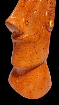 Image 3 of Tiki Classics XL Ceramic Easter Island Moai Lamp ORANGE FIREBURST