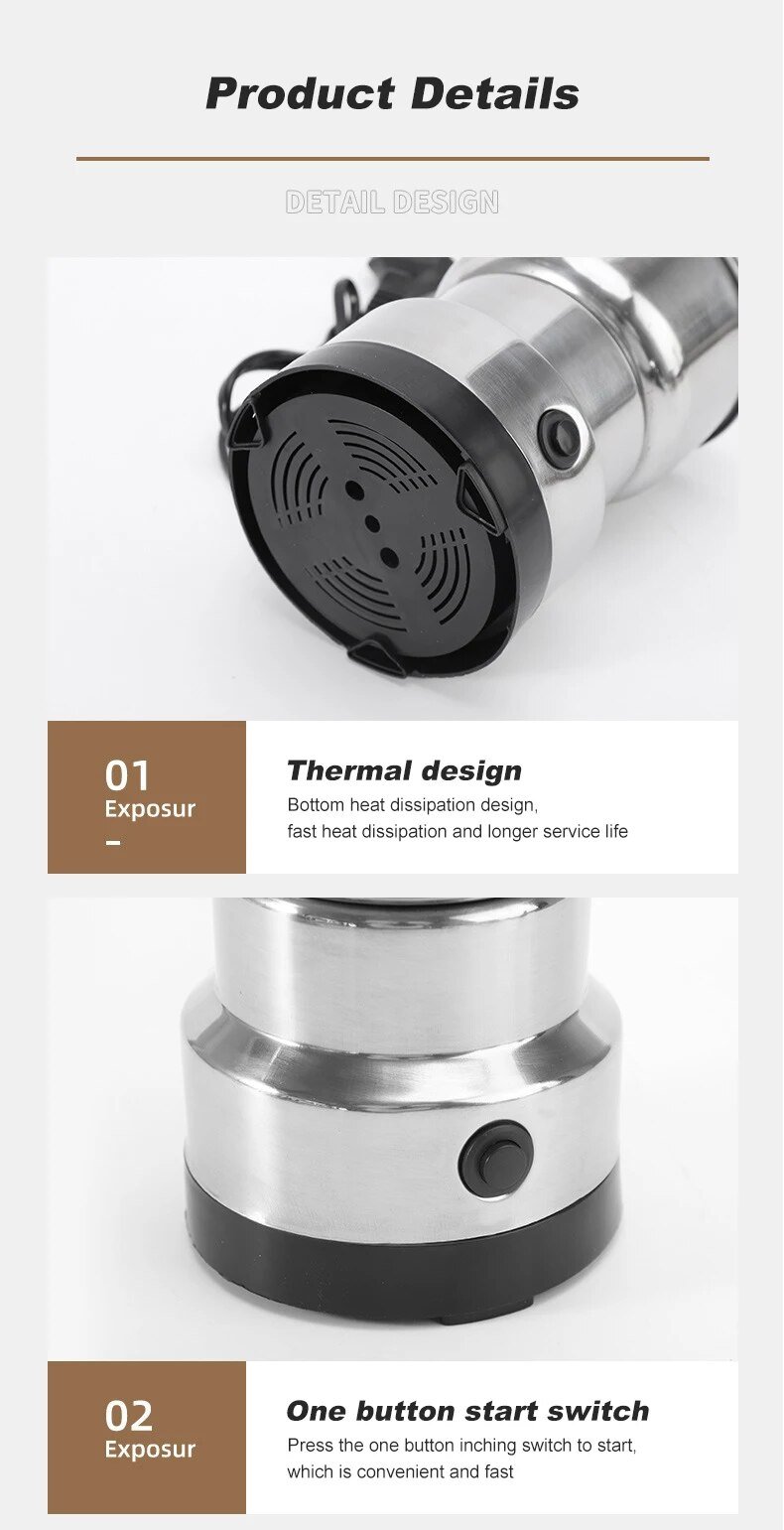 Electric Coffee Grinder Kitchen Cereals Nuts Spices Beans Flour Spice Grains Grinder Machine