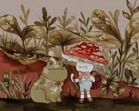 Mushroom and Frog Print