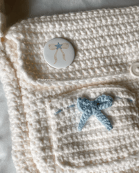 Image 2 of cream & baby blue bow messenger bag