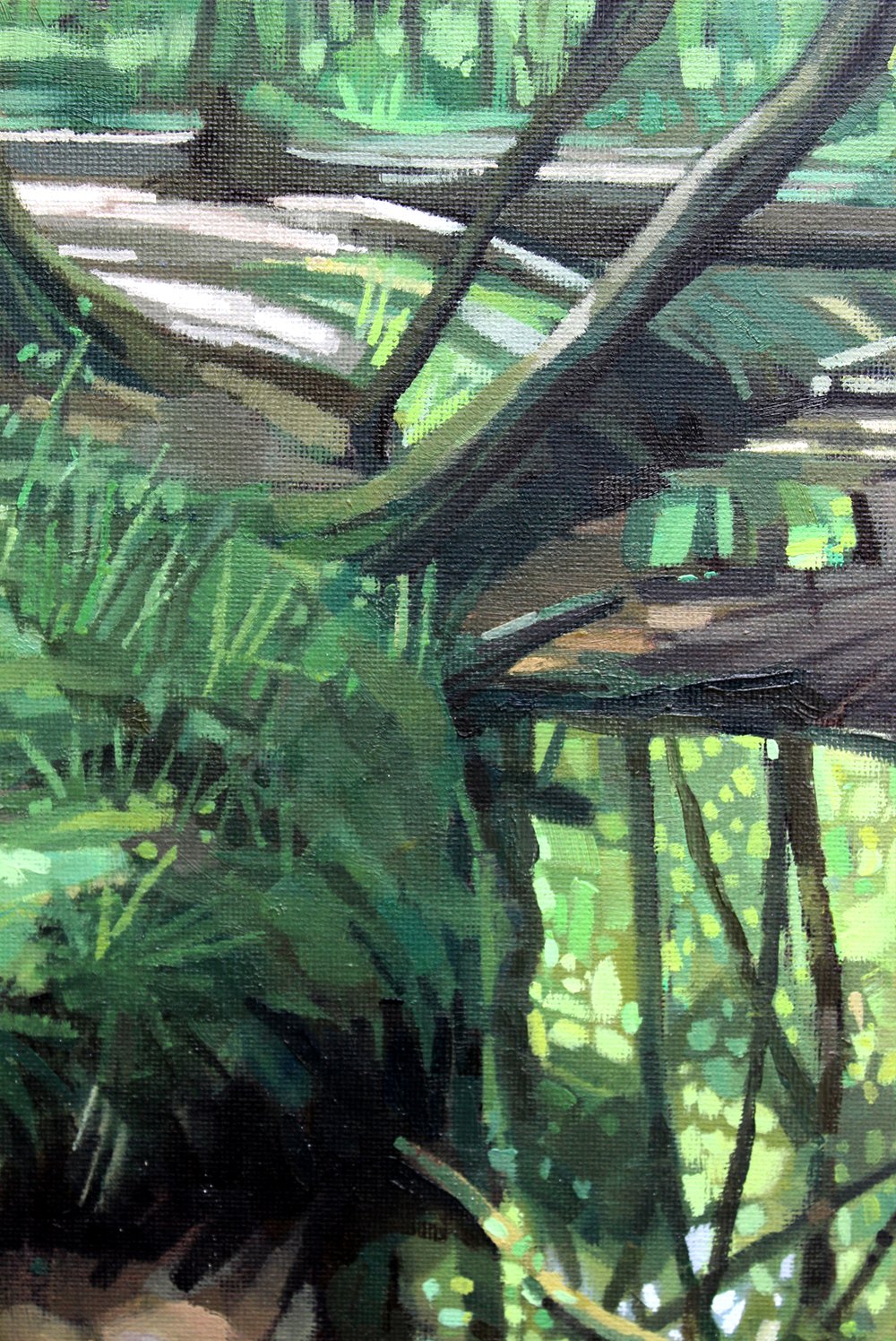 Reflected tree canopy Oil painting
