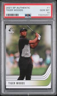 Image 2 of 2021 SP Authentics Tiger Woods #1 PSA 10 Gem Mint