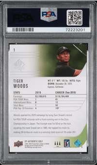 Image 3 of 2021 SP Authentics Tiger Woods #1 PSA 10 Gem Mint