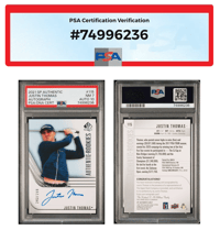Image 1 of 2021 SP Authentics Justin Thomas #115 /299 Auto 10 Near Mint 7