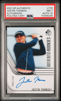Image 2 of 2021 SP Authentics Justin Thomas #115 /299 Auto 10 Near Mint 7