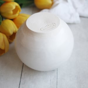 Image of Simple Round Matte White Ceramic Vase, Handmade Pottery Vase, Made in USA