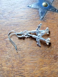 Image 10 of Silver Aeroplane Charm Earrings, Pierced or Clip On