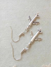 Image 4 of Silver Aeroplane Charm Earrings, Pierced or Clip On