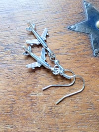 Image 5 of Silver Aeroplane Charm Earrings, Pierced or Clip On