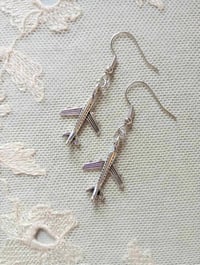 Image 1 of Silver Aeroplane Charm Earrings, Pierced or Clip On
