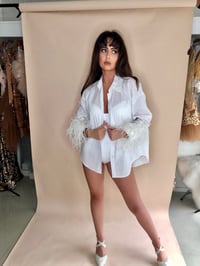 Image 1 of White Ostrich Feather Shirt