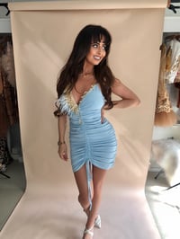 Image 3 of Powder Blue Embellished Pullstring Dress