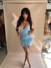 Image 1 of Powder Blue Embellished Pullstring Dress