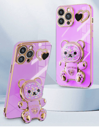 Image 1 of Electroplated Rainbow Gummy Bear Love Heart Shaped Diy Phone Case