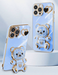Image 2 of Electroplated Rainbow Gummy Bear Love Heart Shaped Diy Phone Case