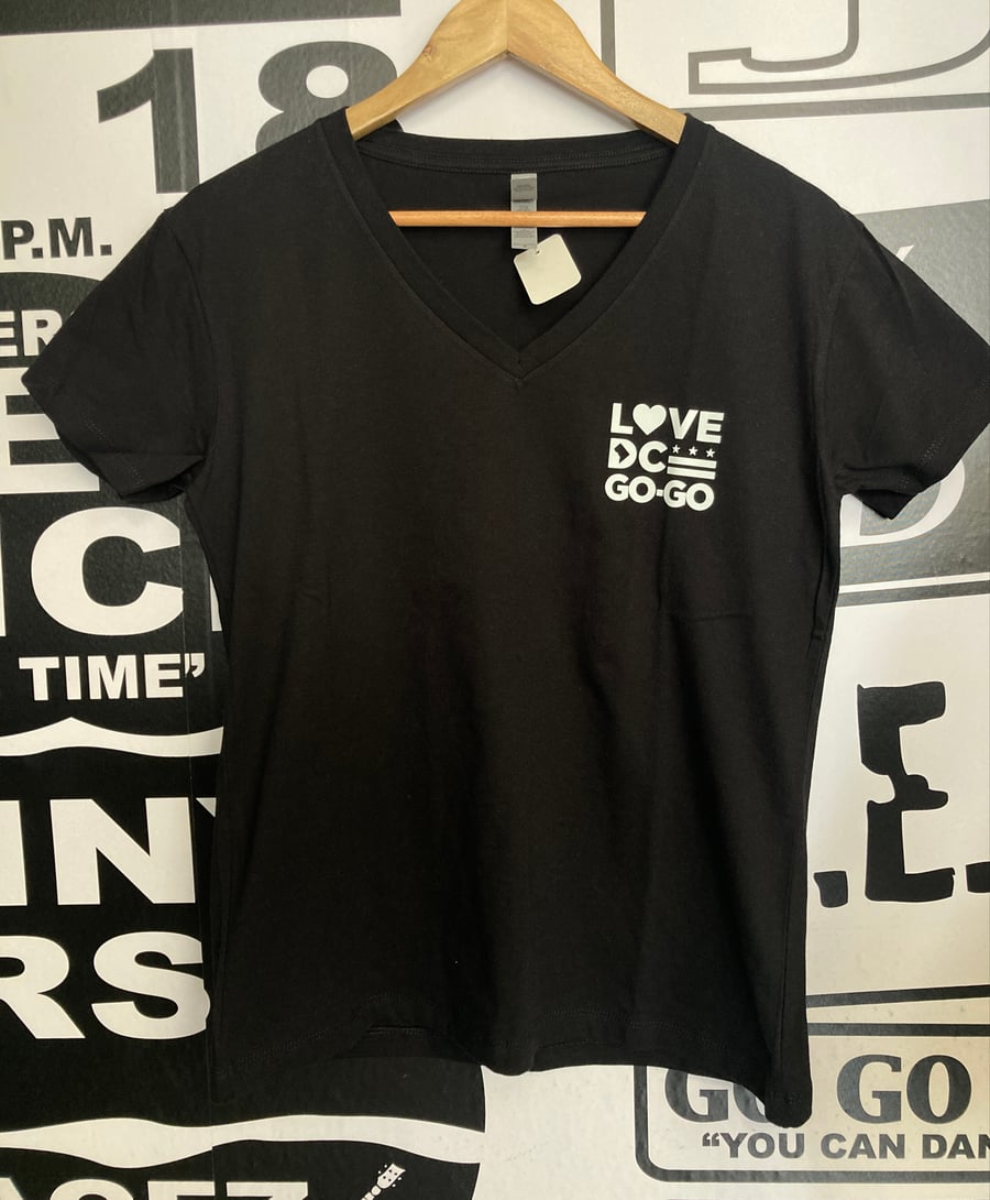 Image of LOVE DC GOGO "HOME IS WHERE THE CRANK IS" Black Ladies V-neck Tee