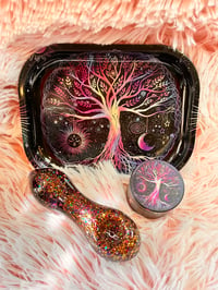 Image 10 of  3 Piece Tree Of Life Metal Rolling Tray And Grinder Set