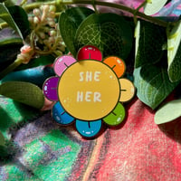 Image 3 of Pronoun Flower Enamel Pins