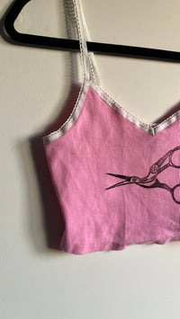 Image 3 of S/M - scissor pink crop tank 
