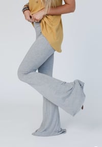Image 6 of Cher Solid Raw Edge Flare Pants - Grey