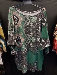 Image 1 of Batwing top/dress in Green Paisley 