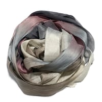 Image 4 of 10YD.  DRIFTWOOD  HAND DYED RECYCLED SARI SILK RIBBON BUNDLES by COLOR KISSED SILK