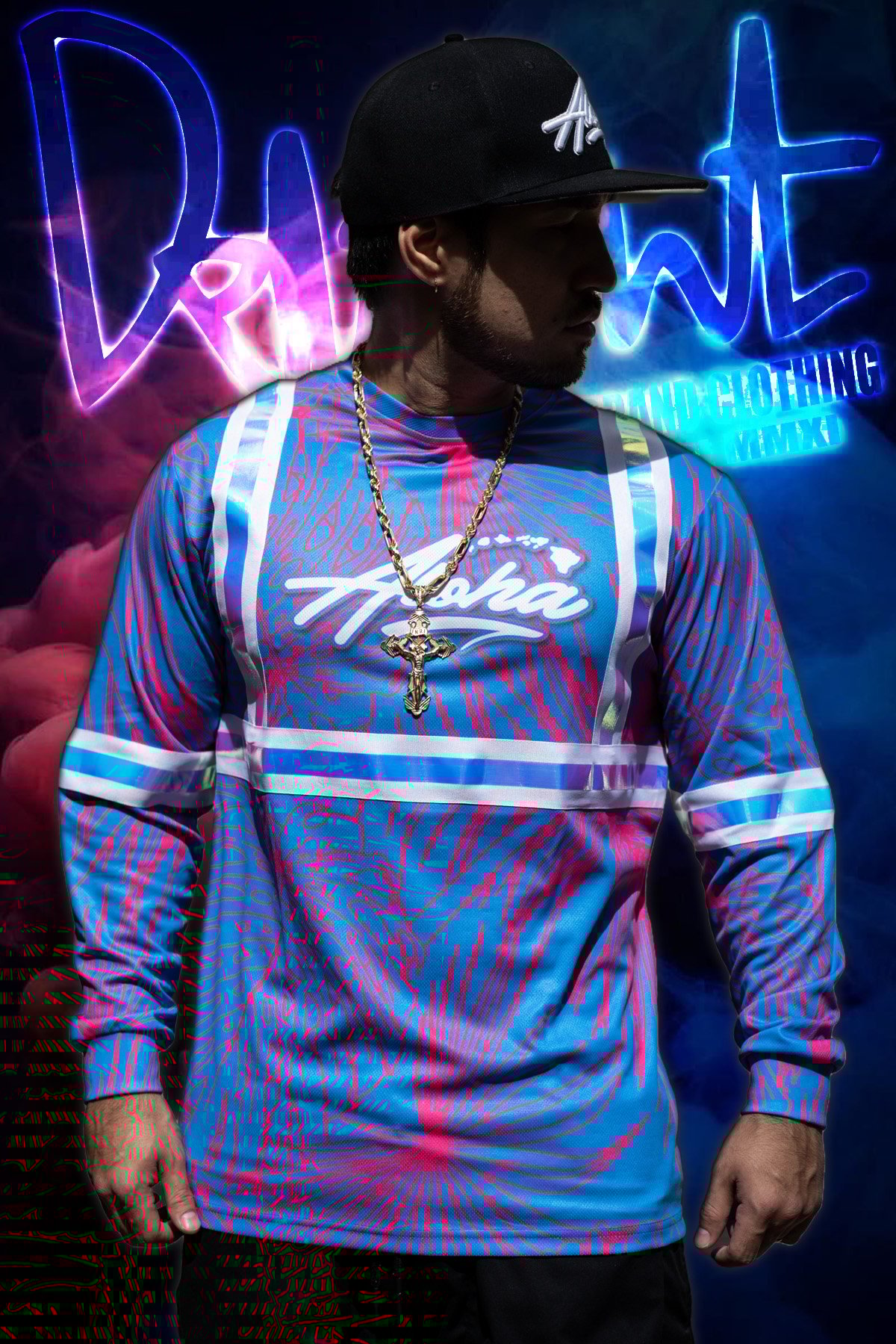 *Premium Micro-Mesh Quality* Aloha Islands Blue/Pink Tropix High Viz.