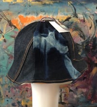 Image 2 of H.O.D. Reversible Indigo Engineered Denim Panel Crown, Reverse Side With Leather & Wool 