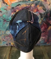 Image 3 of H.O.D. Reversible Indigo Engineered Denim Panel Crown, Reverse Side With Leather & Wool 