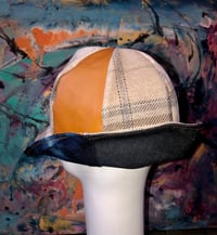 Image 5 of H.O.D. Reversible Indigo Engineered Denim Panel Crown, Reverse Side With Leather & Wool 