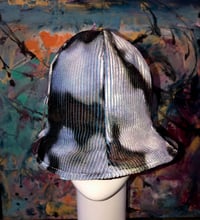 Image 1 of H.O.D. Bucket Hat Silver Camuflauge Corduroy Fabric, Reverse Side Black Quilted Satin Panels