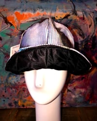 Image 4 of H.O.D. Bucket Hat Silver Camuflauge Corduroy Fabric, Reverse Side Black Quilted Satin Panels