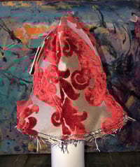 Image 1 of H.O.D. Reversible Velvet Rustic/Red Jaquard Leaf Fabric, Reverse Side Washed Denim Panels  