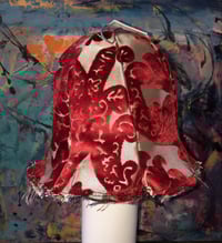 Image 2 of H.O.D. Reversible Velvet Rustic/Red Jaquard Leaf Fabric, Reverse Side Washed Denim Panels  
