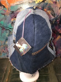 Image 5 of H.O.D. Reversible Velvet Rustic/Red Jaquard Leaf Fabric, Reverse Side Washed Denim Panels  