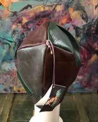 Image 5 of H.O.D. 4 Panel Leather Dome Bucket Hat, With Green, Brown, & Charcoal Grey Leather    