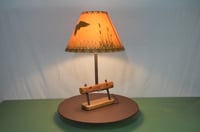 Image 18 of  Field Drag Beam Table Lamp, Weathered Wood Farm Harrow, Upcycled 1950 Agri Desk Light, #820