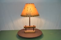 Image 2 of  Field Drag Beam Table Lamp, Weathered Wood Farm Harrow, Upcycled 1950 Agri Desk Light, #820