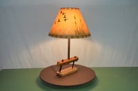 Image 1 of  Field Drag Beam Table Lamp, Weathered Wood Farm Harrow, Upcycled 1950 Agri Desk Light, #820