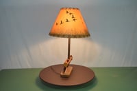 Image 8 of  Field Drag Beam Table Lamp, Weathered Wood Farm Harrow, Upcycled 1950 Agri Desk Light, #820