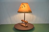 Image 10 of  Field Drag Beam Table Lamp, Weathered Wood Farm Harrow, Upcycled 1950 Agri Desk Light, #820